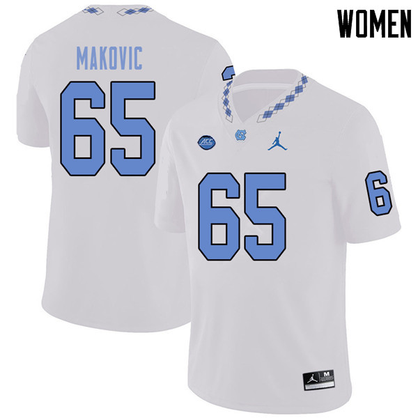 Jordan Brand Women #65 Nick Makovic North Carolina Tar Heels College Football Jerseys Sale-White